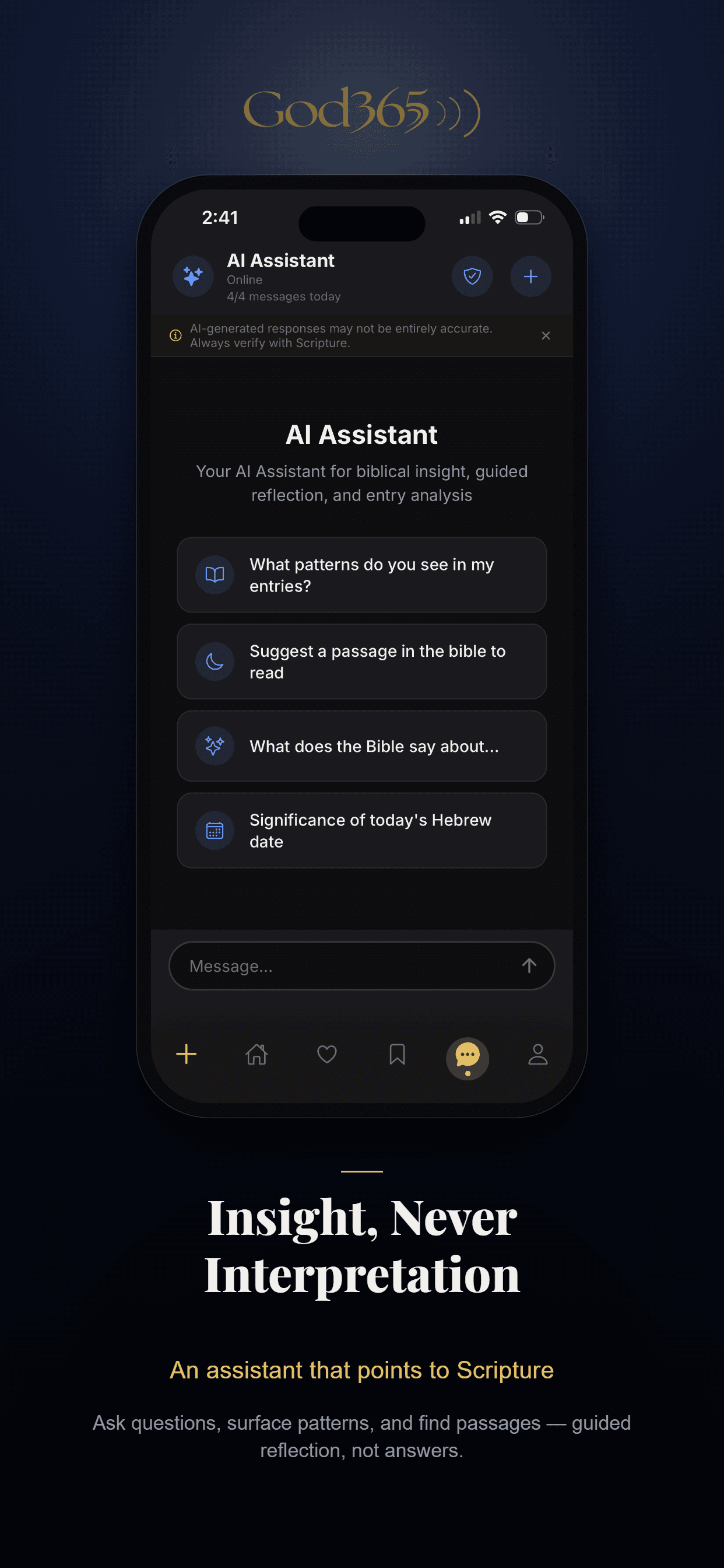 AI Assistant — biblical insight that points you back to Scripture